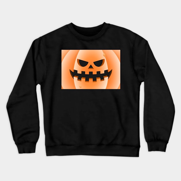 Bad and angry Halloween pumpkin in the foreground Crewneck Sweatshirt by ojovago